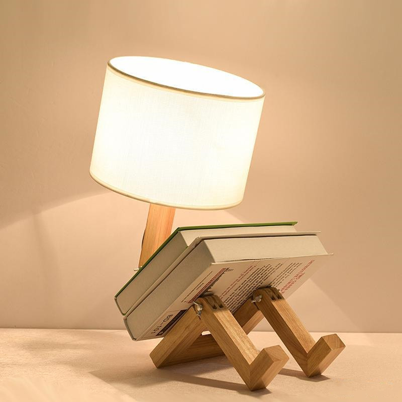 Desk Lamp Creative Bedroom Desk Lamp Wooden Bedside Simple Nordic Modern Gift Cloth Goods Solid Wood Led - Image 5