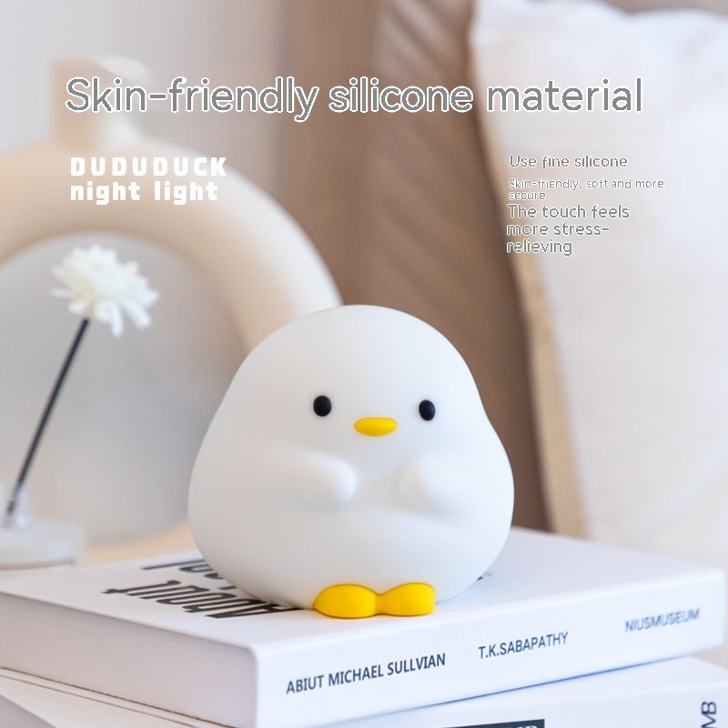Cute Duck LED Night Lamp Cartoon Silicone USB Rechargeable Sleeping Light Touch Sensor Timing Bedroom Bedside Lamp For Kid Gift Home Decor - Image 2