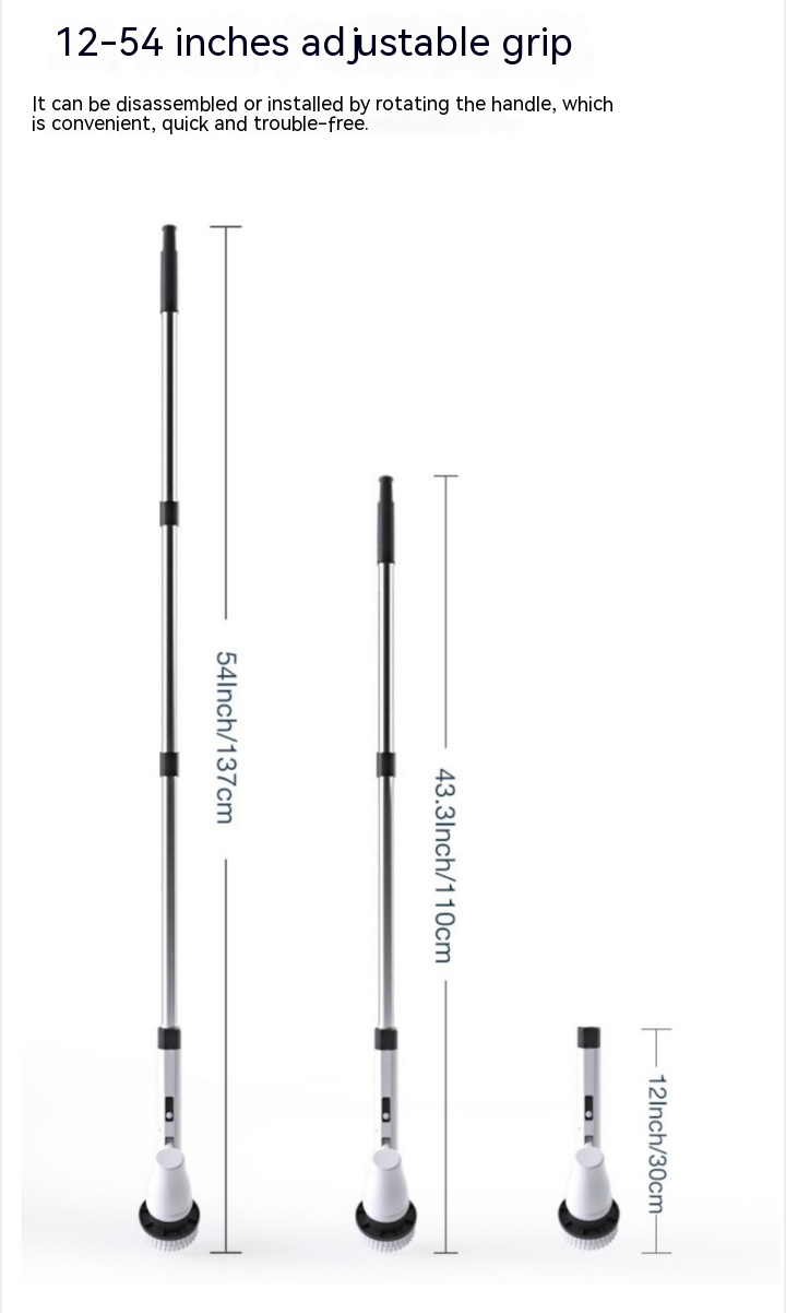 7-in-1 Wireless Cleaning Brush Long Handle Retractable Bathroom Toilet Floor Electric Brush - Image 7