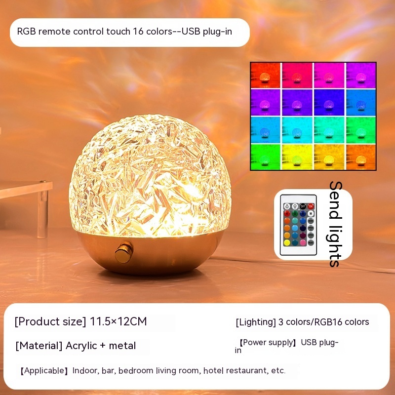 New Water Ripple Projector Night Light Crystal Mood Lamp Bedside Home Bedroom Decoration Aesthetic Christmas Gift Sunset Lights - Image 7