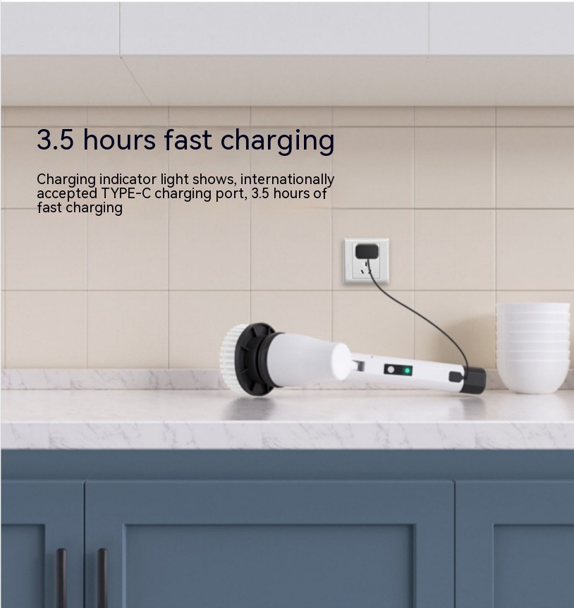 7-in-1 Wireless Cleaning Brush Long Handle Retractable Bathroom Toilet Floor Electric Brush - Image 8